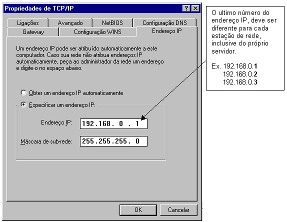 Configuração do endereço IP